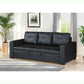 Convertible Sofa in Black Faux Leather – Modern Sleeper Sofa with Adjustable Backrest