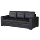 Convertible Sofa in Black Faux Leather – Modern Sleeper Sofa with Adjustable Backrest