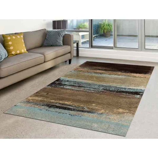 ADEN Brown Blue 5' x 7' Area Rug – Modern Two-Tone Decorative Rug for Living Room & Bedroom