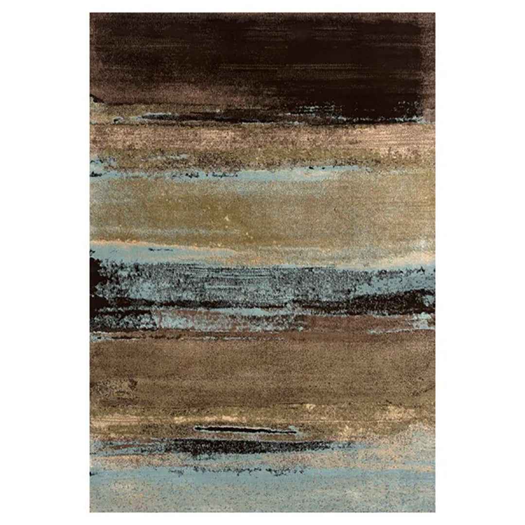 ADEN Brown Blue 5' x 7' Area Rug – Modern Two-Tone Decorative Rug for Living Room & Bedroom