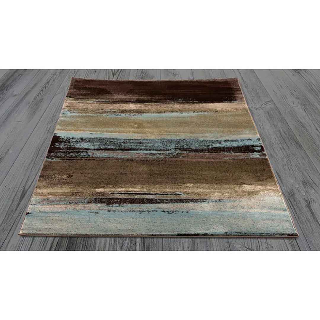 ADEN Brown Blue 5' x 7' Area Rug – Modern Two-Tone Decorative Rug for Living Room & Bedroom