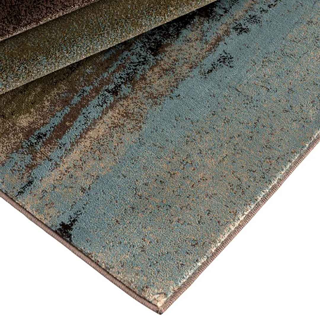 ADEN Brown Blue 5' x 7' Area Rug – Modern Two-Tone Decorative Rug for Living Room & Bedroom
