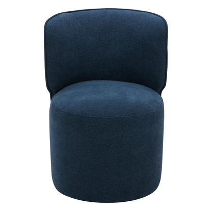 Aiden & Ivy Blue Armless Dining Chair with Casters – Upholstered Rolling Seat with Feather-Blend Cushion & Multi-Density Foam