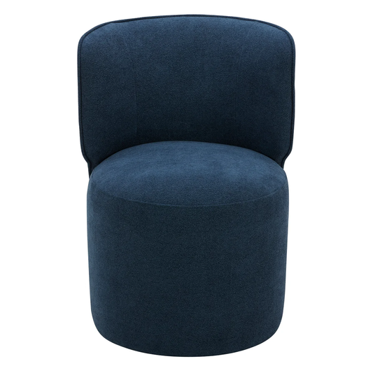 Aiden & Ivy Blue Armless Dining Chair with Casters – Upholstered Rolling Seat with Feather-Blend Cushion & Multi-Density Foam