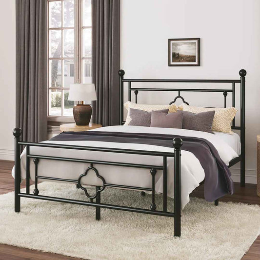 Ajayceon Metal Platform Bed Frame with Vintage Headboard & Footboard – No Box Spring Needed