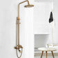 Antique Brass Exposed Shower System Bathroom 8"Rain Shower Faucet Set Tub Filler
