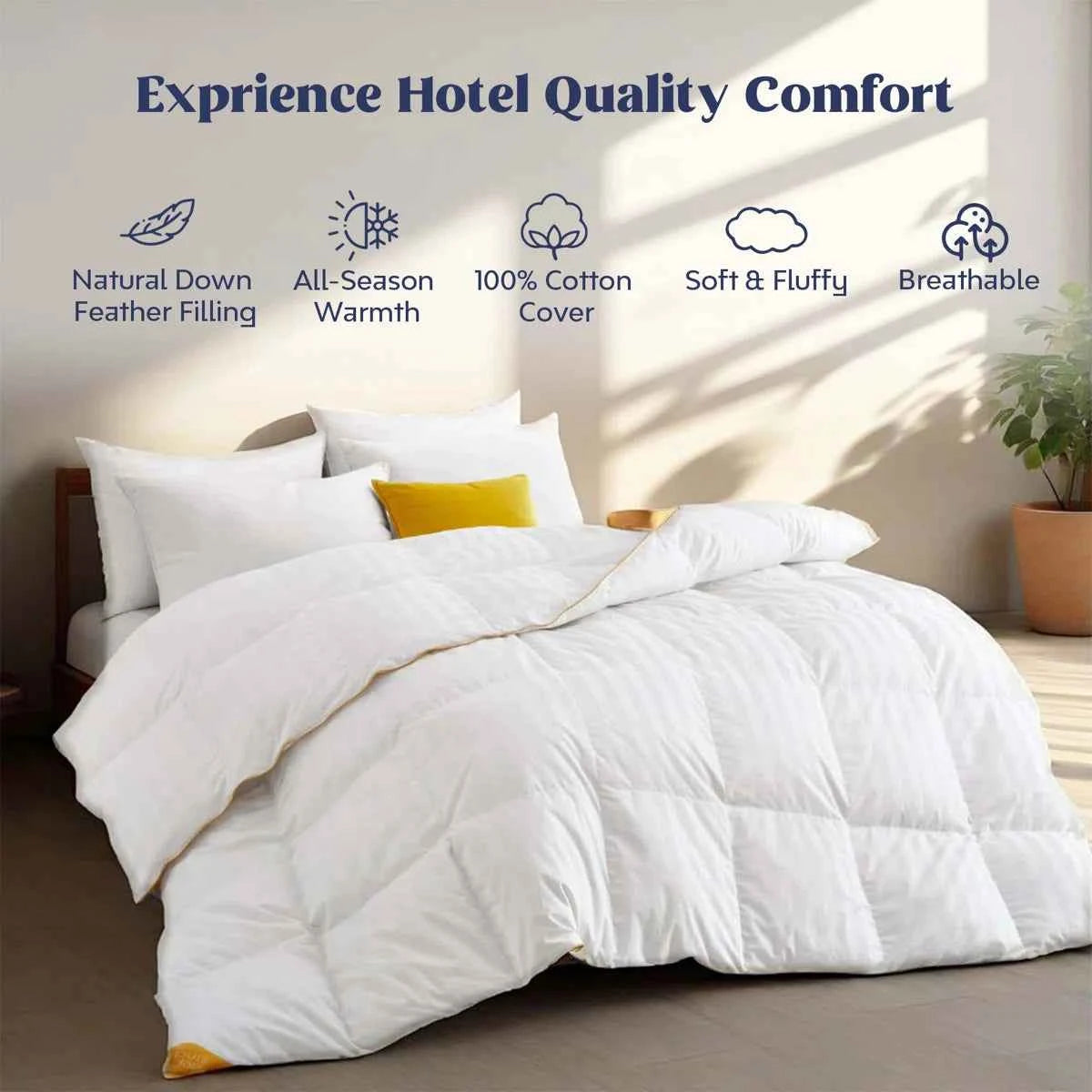 All Season Feather and Down Hotel Quality Comforter – Cozy Duvet Insert