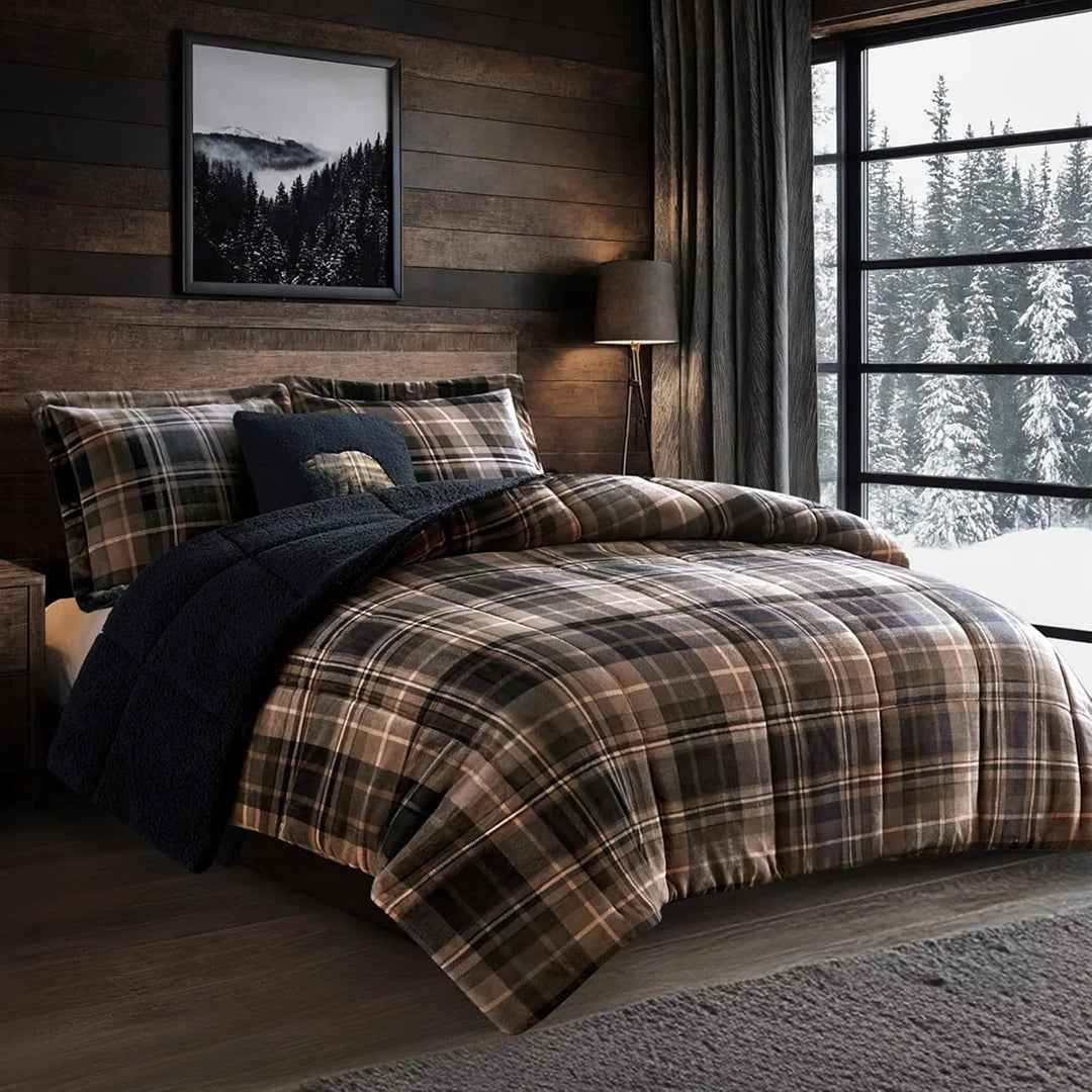 Alton Plush to Sherpa Down Alternative Comforter Set – Ultra-Soft, Reversible Bedding