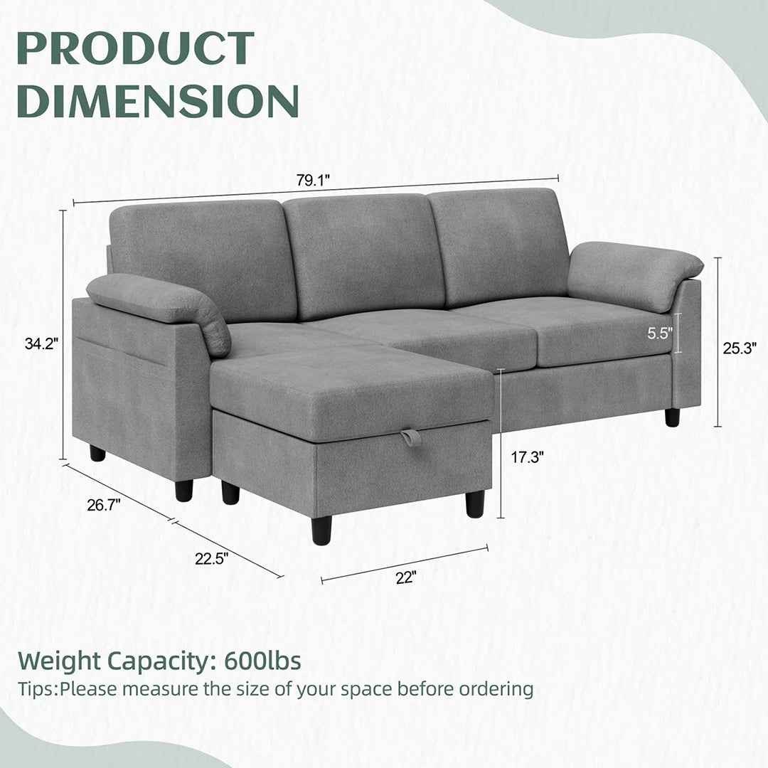 Ashleh 79.1" Square Arm Modular Sofa – Modern Comfort, Endless Versatility