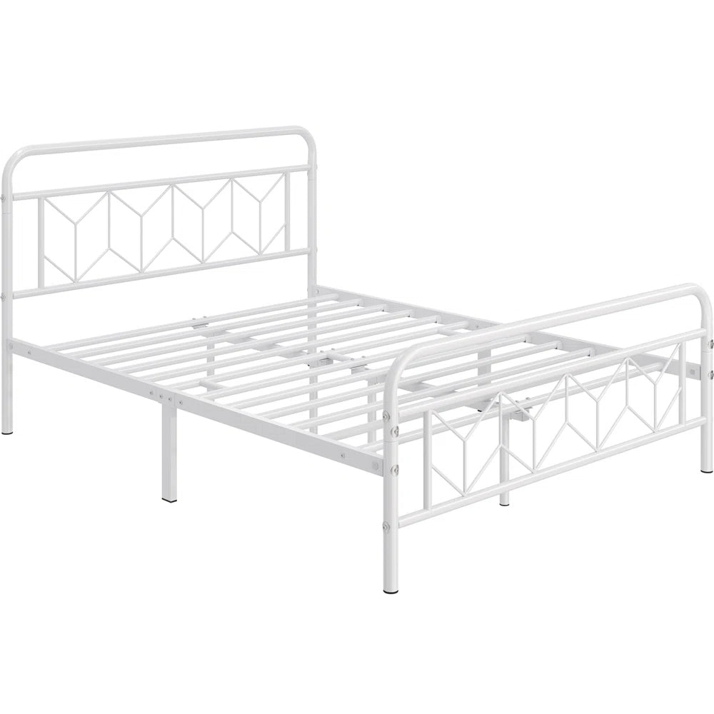Aylena Vintage Metal Bed Frame with Diamond Pattern Headboard – Classic & Sturdy