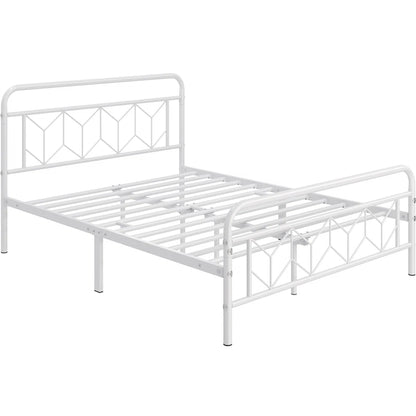 Aylena Vintage Metal Bed Frame with Diamond Pattern Headboard – Classic & Sturdy