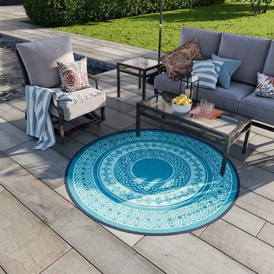 BAHAMAS Oasis Round 6' x 6' Area Rug – Contemporary Circular Decorative Rug for Living Room & Bedroom