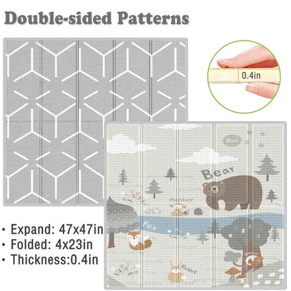 Baby Play Mat 47"x47" Foldable & Reversible Waterproof Foam Play Mat – Soft & Safe