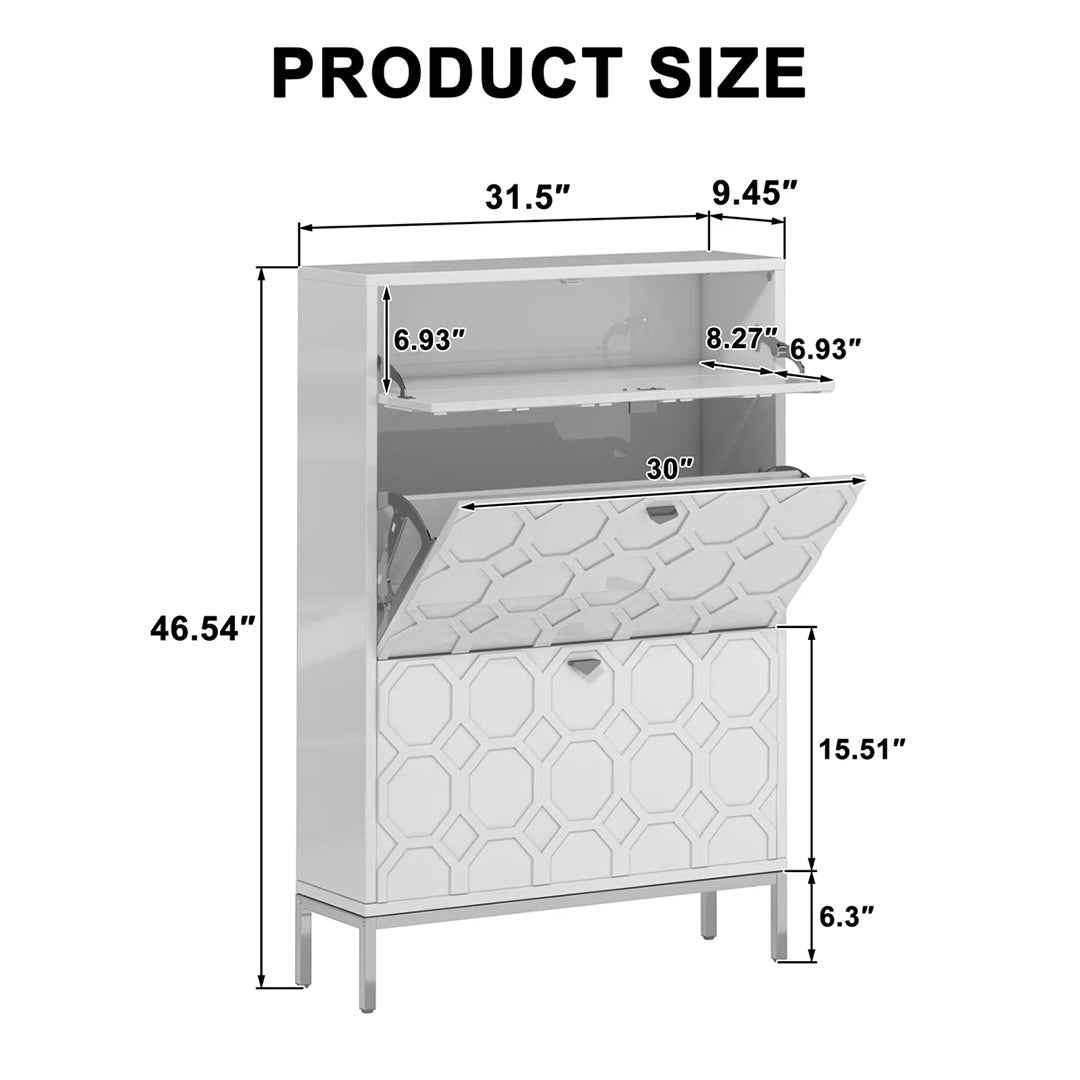 Bailes 16-Pair Shoe Storage Cabinet – Compact & Organized Shoe Organize