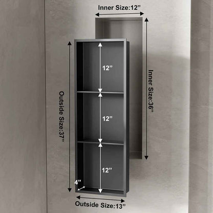 Bathroom Shower Niche Stainless Steel 36x12 Insert Shelf – Vertical & Horizontal