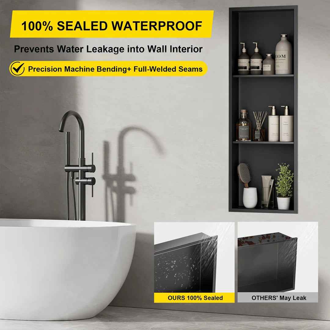 Bathroom Shower Niche Stainless Steel 36x12 Insert Shelf – Vertical & Horizontal
