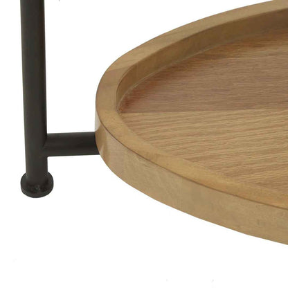 Beaumont Oval Coffee Table – White & Natural Wood Finish with Metal Frame