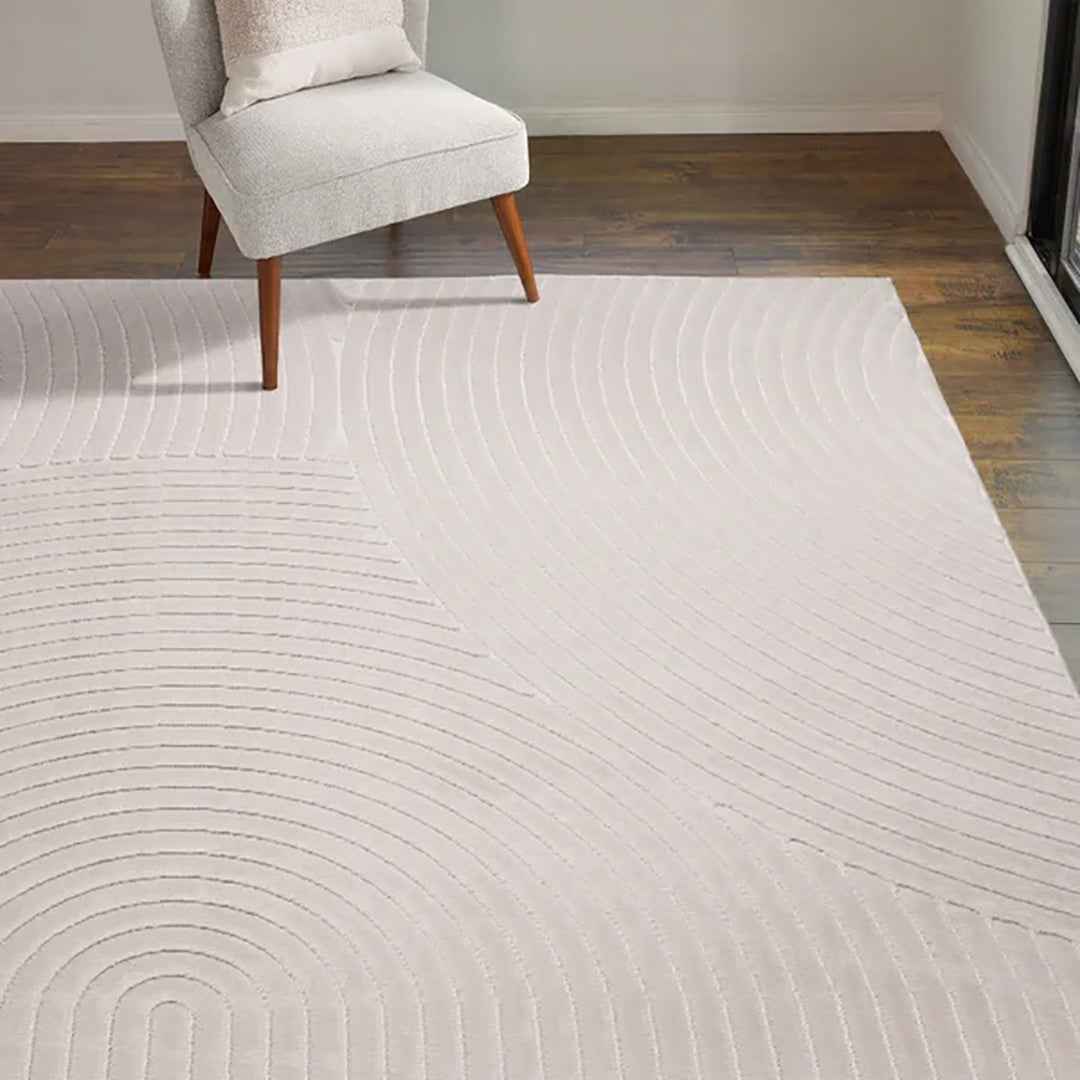 CAMDEN Mitsuri CRM 5'3X7' Area Rug – Contemporary Cream Modern Floor Rug for Living Room & Bedroom