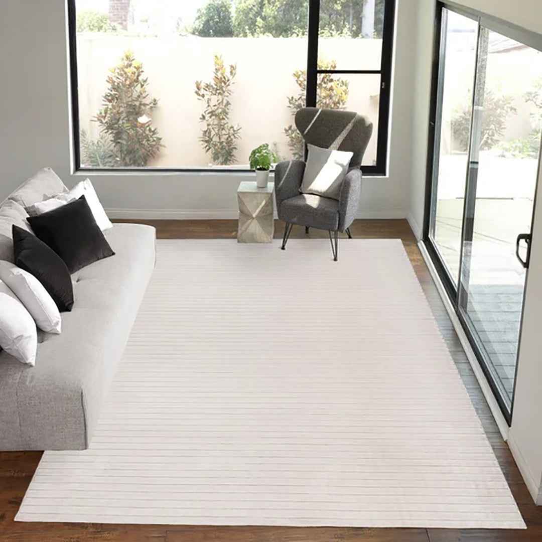 CAMDEN Sai Ivory 6'6X9' Area Rug – Modern Elegant Ivory Floor Rug for Living Room & Bedroom