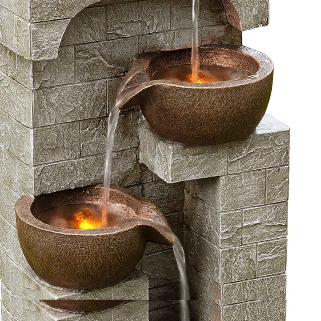 Caetana 28" Solar-Powered 4-Tier Outdoor Water Fountain – Eco-Friendly Garden Deco