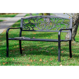 Carennac Scroll Backrest Iron Garden Bench – Elegant Outdoor Seating