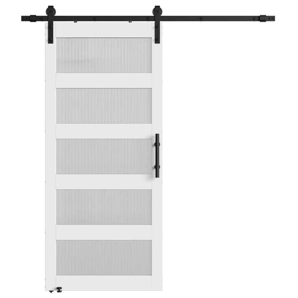 84" Frosted Glass Sliding Barn Door with Hardware Kit – Farmhouse Style Interior Door