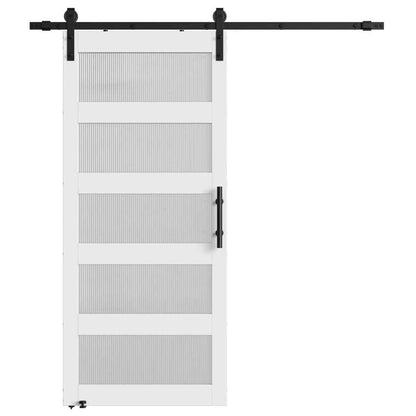 84" Frosted Glass Sliding Barn Door with Hardware Kit – Farmhouse Style Interior Door