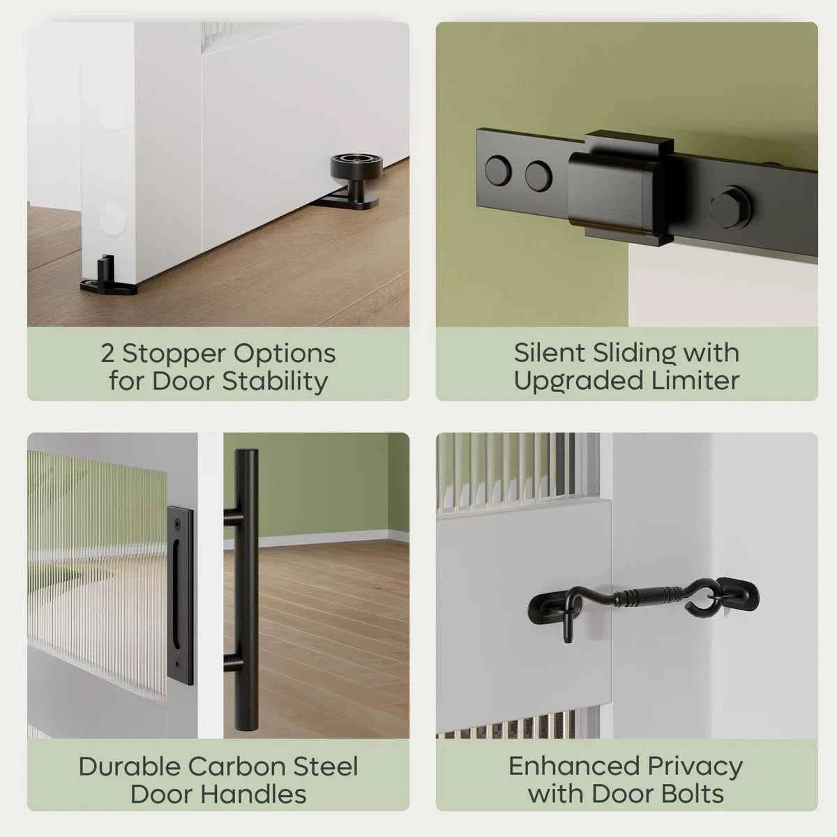 84" Frosted Glass Sliding Barn Door with Hardware Kit – Farmhouse Style Interior Door