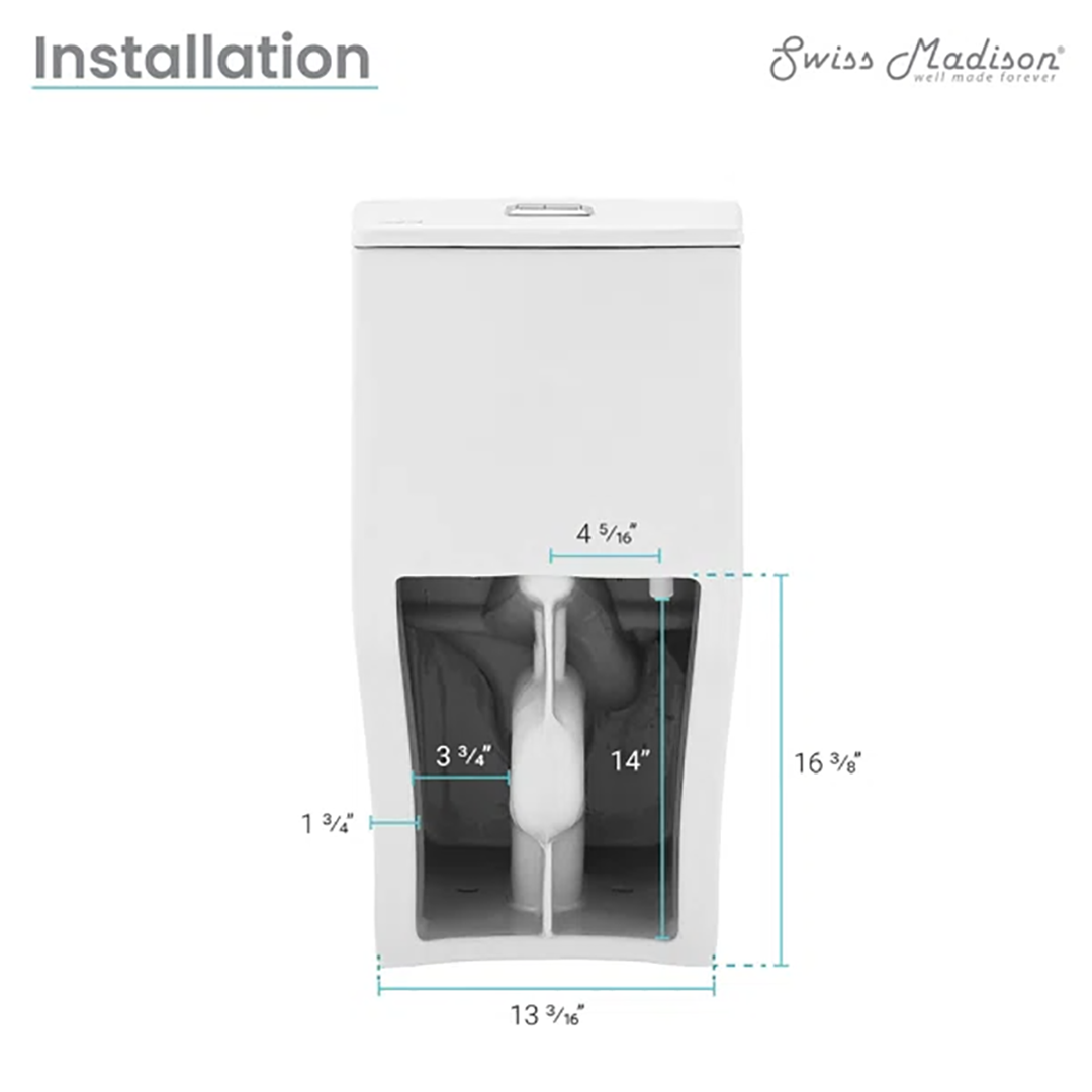 Concorde One-Piece Square Toilet – 14" Rough-In, Dual Flush 1.1/1.6 GPF
