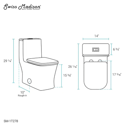 Concorde One-Piece Square Toilet – 14" Rough-In, Dual Flush 1.1/1.6 GPF