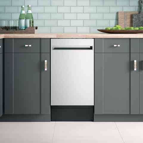 Haier 18-Inch Energy Star Quiet Built-In Dishwasher – Compact Stainless Steel Dishwasher for Small Kitchen
