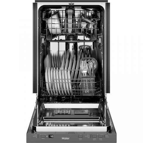 Haier 18-Inch Energy Star Quiet Built-In Dishwasher – Compact Stainless Steel Dishwasher for Small Kitchen