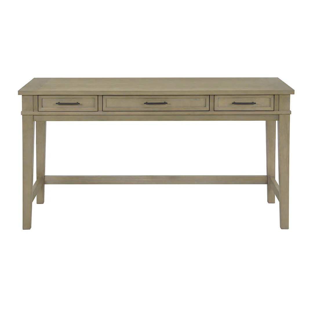 Dunmoore Contemporary Writing Desk – Modern Wood Office Desk with Storage Drawers and Sleek Metal Accents - Nadeems Home