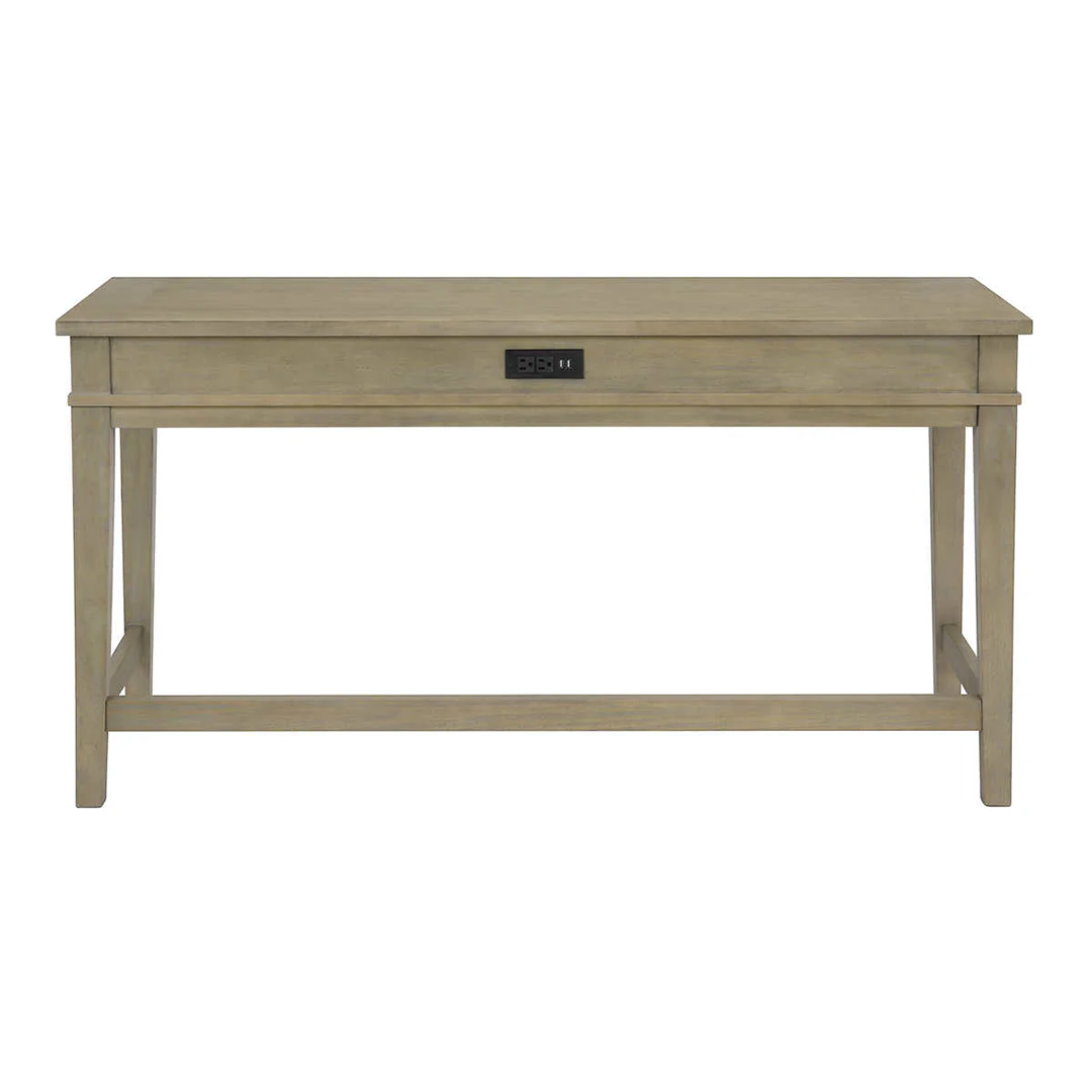 Dunmoore Contemporary Writing Desk – Modern Wood Office Desk with Storage Drawers and Sleek Metal Accents - Nadeems Home