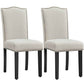 Set of 2 Modern Fabric Upholstered Dining Chairs with Nailhead Trim – Elegant & Comfortable Seating
