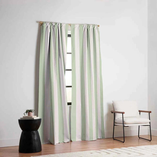 Daily Regina Designs Pastel Green Vertical Stripes Blackout Curtain – 1 Panel