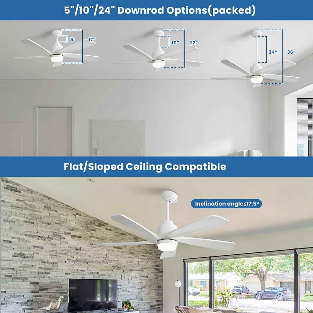 Damecia 52" Ceiling Fan with LED Lights – Modern & Energy-Efficient Cooling Solution