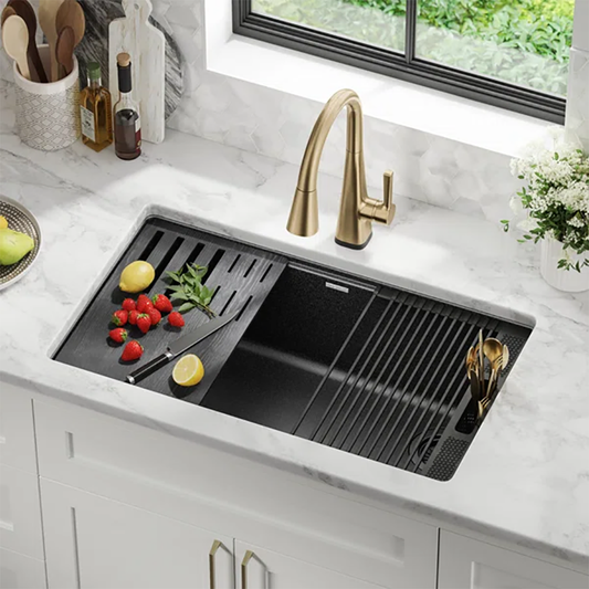 Delta Everest™ 32" Granite Composite Workstation Kitchen Sink – Undermount Single Bowl with WorkFlow™ Ledge