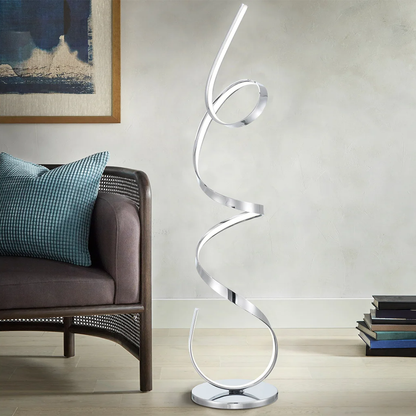 Electra Floor Lamp – Chrome Color -Contemporary LED Floor Lamp with Integrated LEDs, 59″ Height, Dimmer & Footswitch