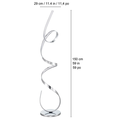 Electra Floor Lamp – Chrome Color -Contemporary LED Floor Lamp with Integrated LEDs, 59″ Height, Dimmer & Footswitch