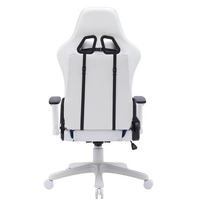 Ember Gaming Chair – Blue & White Fabric, Hydraulic Lift, Adjustable Arms & Tilt, 330 lb Capacity