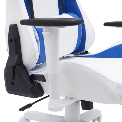 Ember Gaming Chair – Blue & White Fabric, Hydraulic Lift, Adjustable Arms & Tilt, 330 lb Capacity