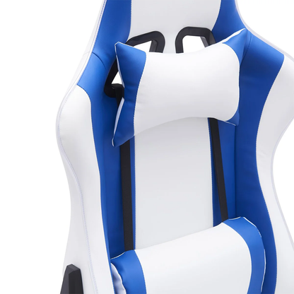 Ember Gaming Chair – Blue & White Fabric, Hydraulic Lift, Adjustable Arms & Tilt, 330 lb Capacity