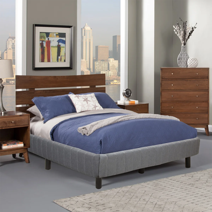 EnForce Platform Bed Base – Double Size Tubular Steel Foundation with Grey Fabric Cover & 9-Leg Support
