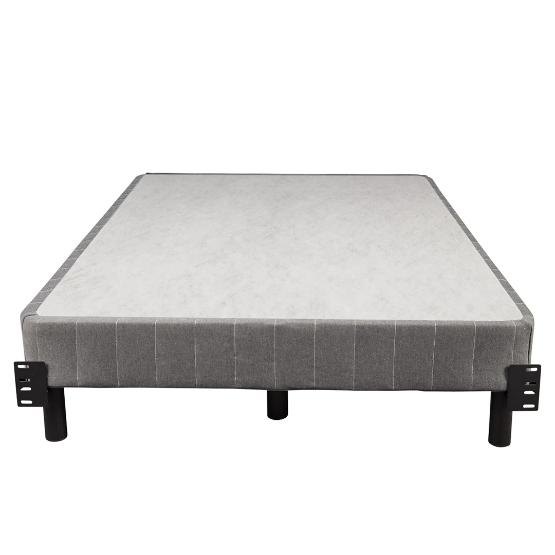 EnForce Platform Bed Base – Double Size Tubular Steel Foundation with Grey Fabric Cover & 9-Leg Support
