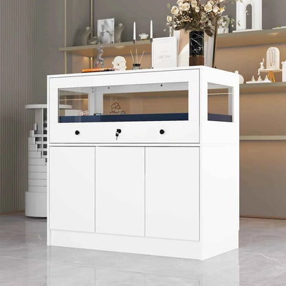 Elegant Jewelry Display Cabinet with Lock & Tempered Glass – Secure Showcase 39.4" x 19.7" x 39.4"