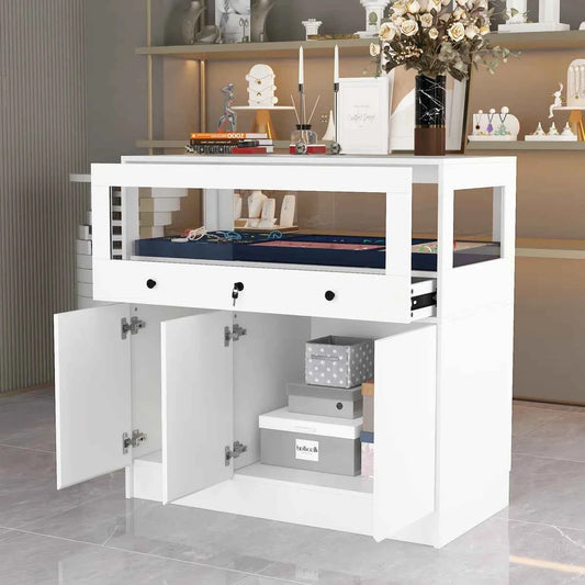 Elegant Jewelry Display Cabinet with Lock & Tempered Glass – Secure Showcase 39.4" x 19.7" x 39.4"