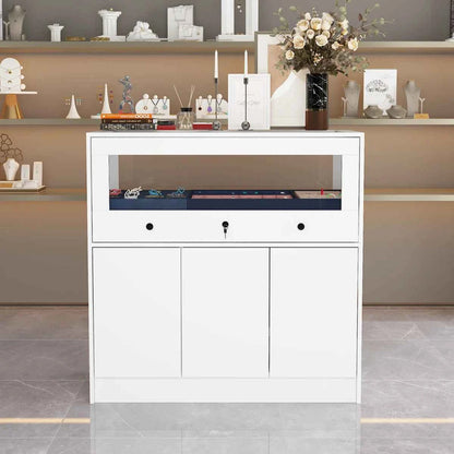 Elegant Jewelry Display Cabinet with Lock & Tempered Glass – Secure Showcase 39.4" x 19.7" x 39.4"
