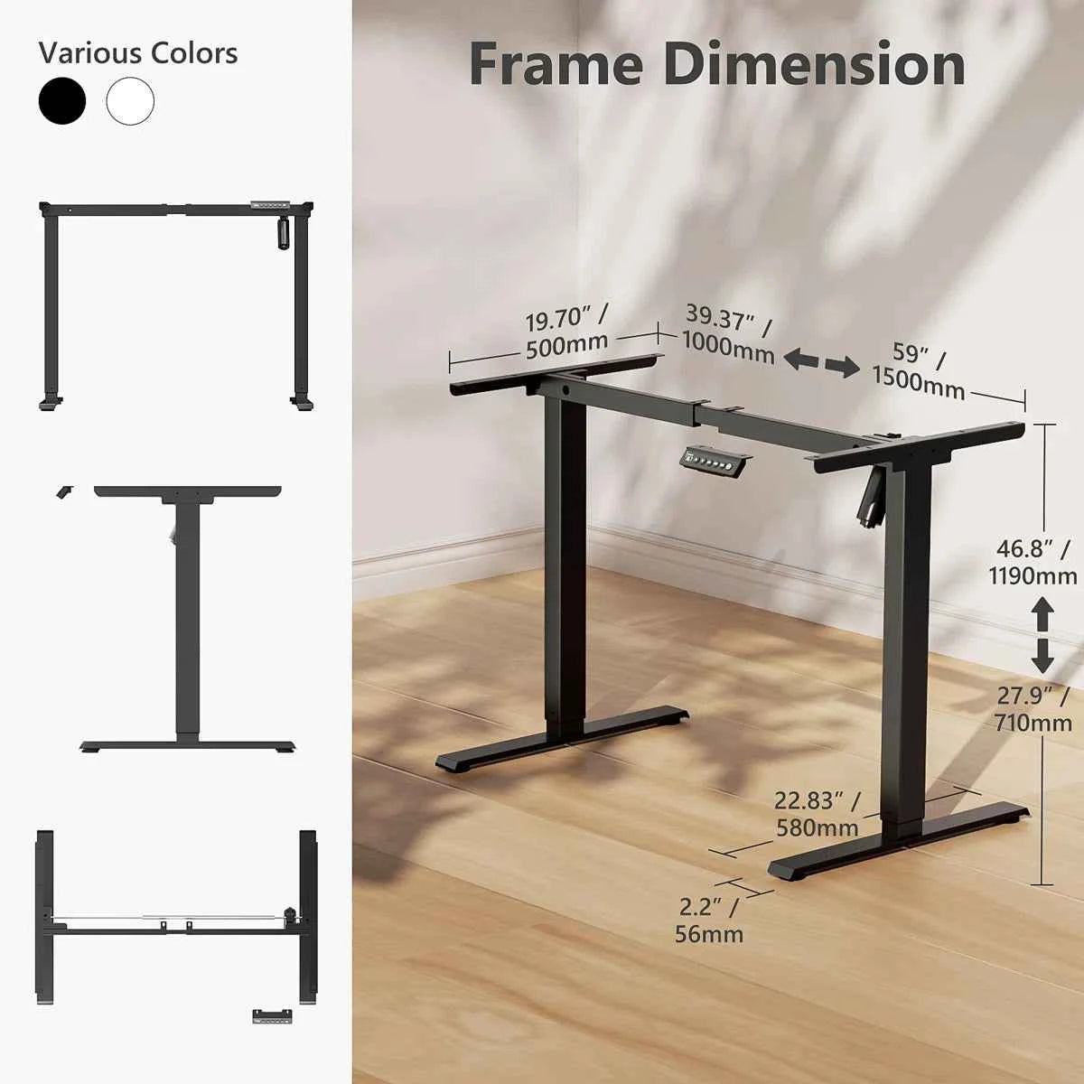 Essential Electric Height Adjustable Standing Desk Frame – Ergonomic Workstation Base