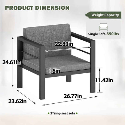 Evalinda 2 Outdoor Aluminum Patio Armchairs with Waterproof Cushions – Durable & Comfortable